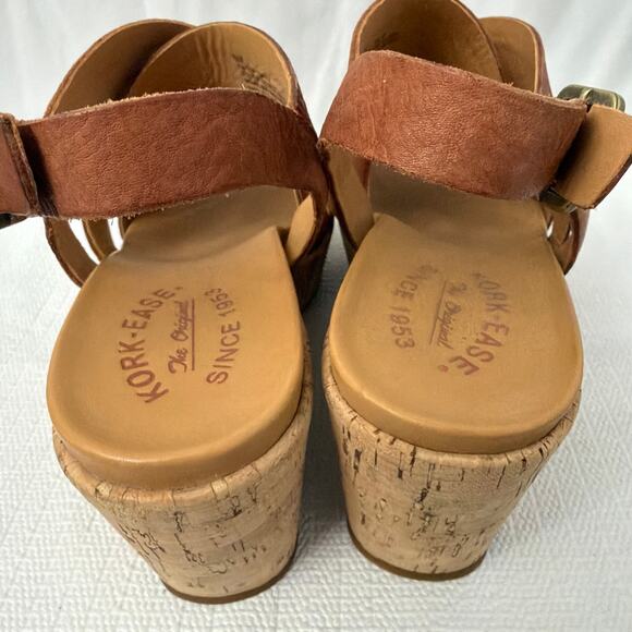 Kork Ease Sandals Womens Size 9 M Ashcroft Leather Wedge Brown Slingback - Picture 7 of 10